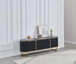 Meuble TV ESMEE Design Cannelé & Plateau Céramique