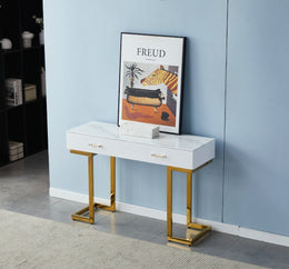 Console / Coiffeuse LILA – Marbre & Pieds Dorés