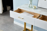Console / Coiffeuse LILA – Marbre & Pieds Dorés