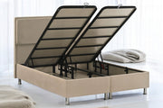 Lit Coffre Londres 160 x 200 Taupe/Gris – Élégance, Confort et Rangement Intelligent