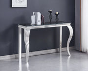 Console Baroque Design Luxe – Plateau Verre Effet Marbre & Pieds Incurvés