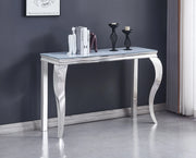 Console Baroque Design Luxe – Plateau Verre Effet Marbre & Pieds Incurvés