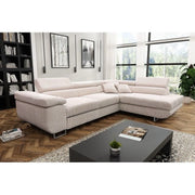 Canapé convertible TOULOUSE Velours Cotelé - BEIGE/GRIS