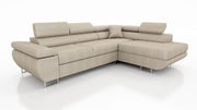 Canapé convertible TOULOUSE Velours Cotelé - BEIGE/GRIS