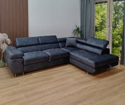 Canapé convertible TOULOUSE - Velours BEIGE/NOIR/ANTHRACITE/CHAMPAGNE/BLEU SILVER