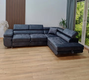 Canapé convertible TOULOUSE - Velours BEIGE/NOIR/ANTHRACITE/CHAMPAGNE/BLEU SILVER