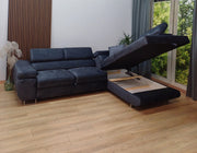 Canapé convertible TOULOUSE - Velours BEIGE/NOIR/ANTHRACITE/CHAMPAGNE/BLEU SILVER