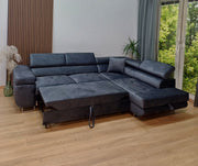 Canapé convertible TOULOUSE - Velours BEIGE/NOIR/ANTHRACITE/CHAMPAGNE/BLEU SILVER