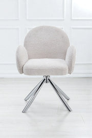 Chaise Nola tissu écru bouclé
