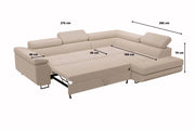 Canapé D'angle Convertible TONY - BEIGE/GRIS