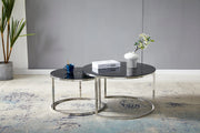 Table basse GIGOGNE duo marbre 60-80 cm