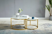 Table basse GIGOGNE duo marbre 60-80 cm
