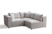Canapé Modulable ELEGANCE Chenille Blanc cassé - 3+1/4+1 Pouf