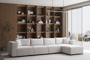 Canapé Modulable ELEGANCE Chenille Blanc cassé - 3+1/4+1 Pouf